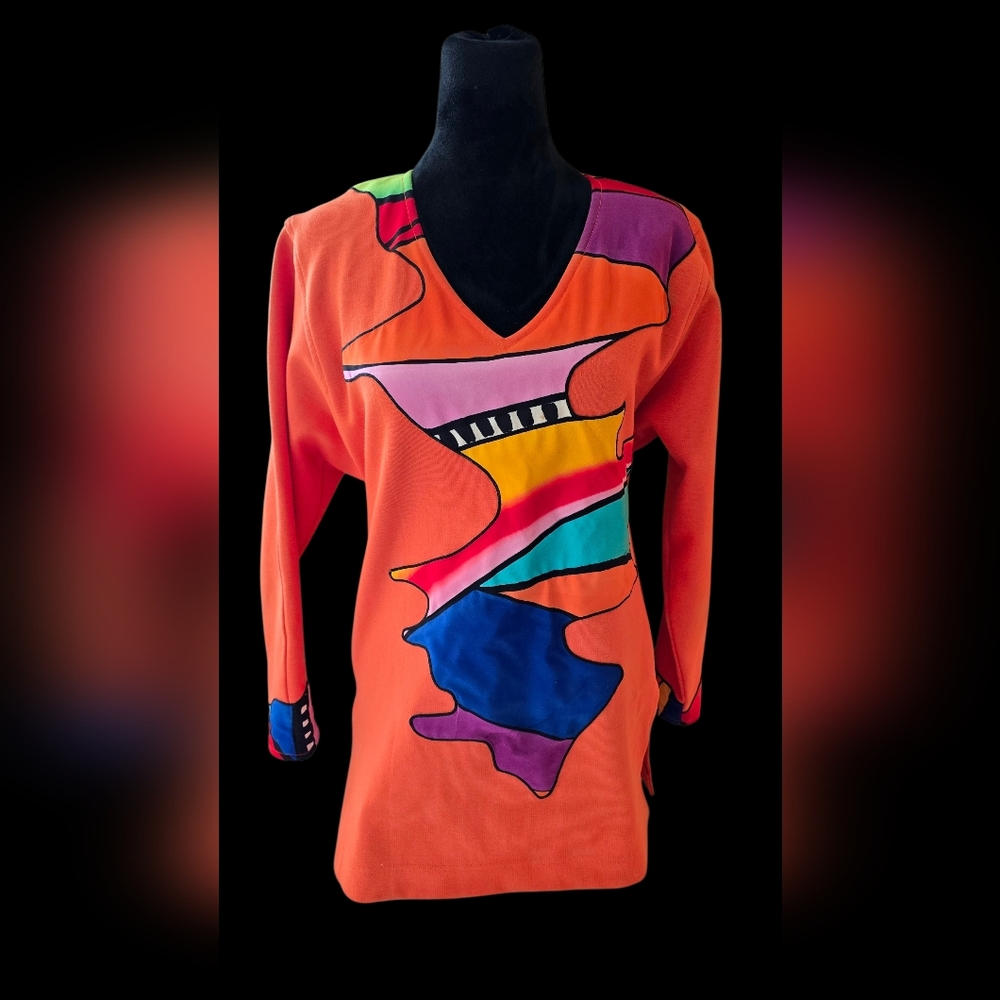 Yolanda Lorente Cotton Top With Hand Painted Silk Design